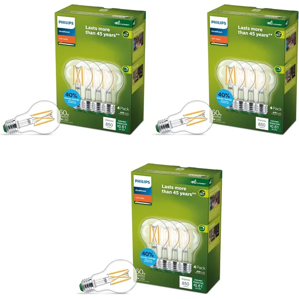 Philips LED A19 60W Equivalent (12-Pack)